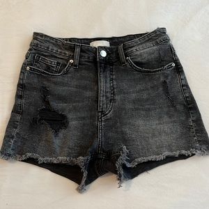 H&M Black Distressed Denim Jean Shorts